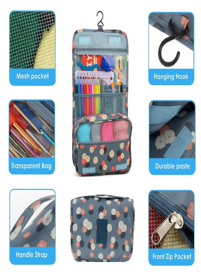 KRENZ 130 Pcs Crochet Kit for Adults Beginner Kids Crochet Hook Yarn Set Hanging Crochet Set Crochet Hooks with Ergonomic Knitting Needle Stitch Markers Storage Bag All in One Crochet Kit Set - Image 5
